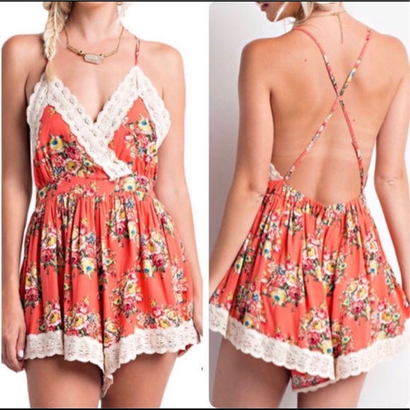 Evolving Always Pants - Gorgeous Romper Ivory With Floral Print